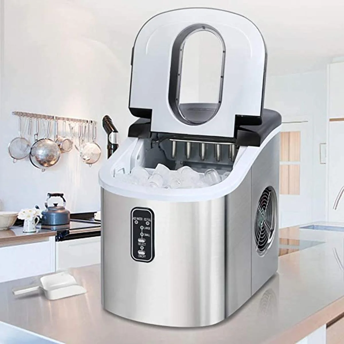 Macchina Cubetti Ghiaccio Acciaio Inox | Serbatoio 2L | Display LED | 2 Dimensioni Ghiaccio - Foto 7